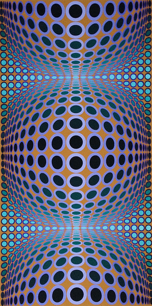 Victor Vasarely: Untitled (Gold, Green & Blue Vertical) (1982) for sale ...